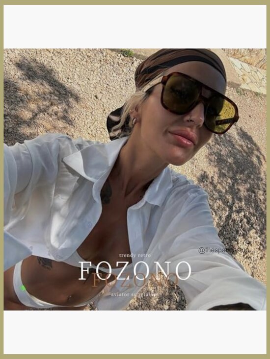 Retro Oversized Aviator Sunglasses Plastic Frame UV400 Protection main image 7